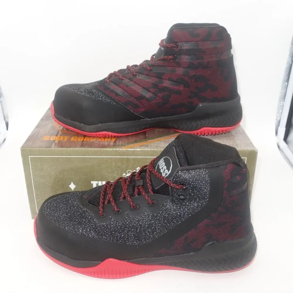 NEW Hoss Boots Rim Fly Black Red High Top Composite Toe Slip Resistant Men's 8.5